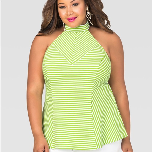 Ashley Stewart Tops - Striped Halter Top